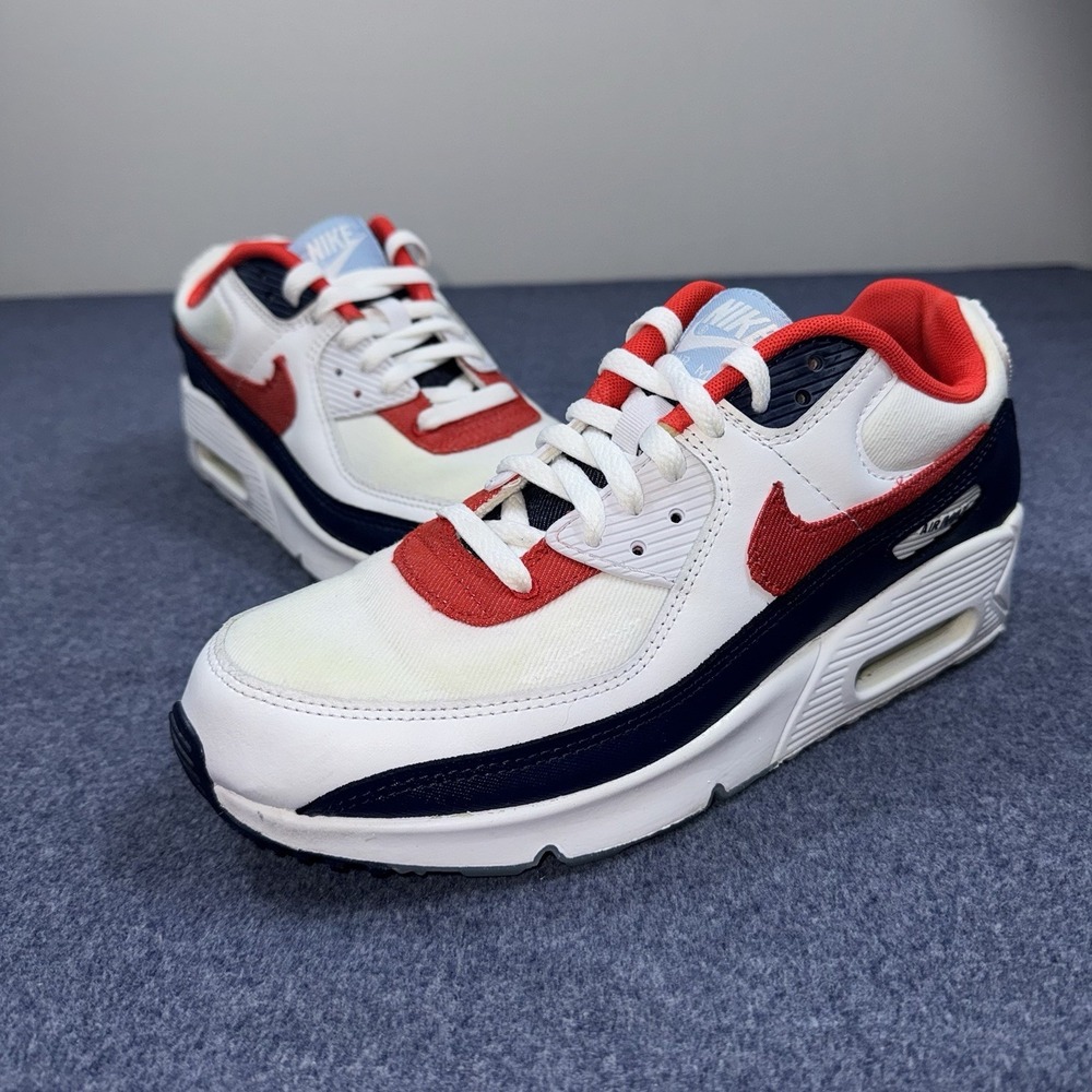 Nike Air Max 90 USA Denim DJ5170-100 Mens Size 7Y White Red Navy Rare Colorway